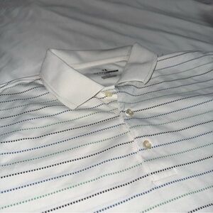 ⛳️Grand Slam Striped Golf Polo Shirt White & Blue Performance Mens Large